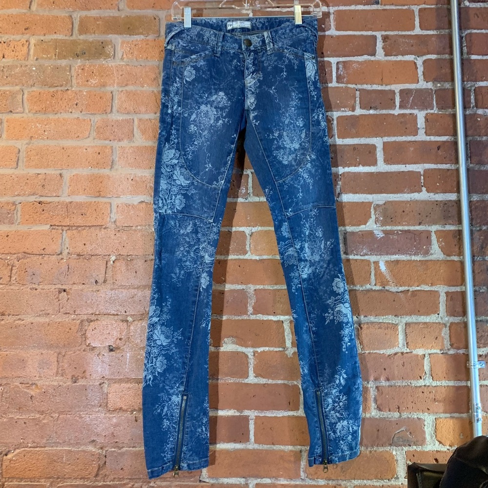 Free People skinny floral denim